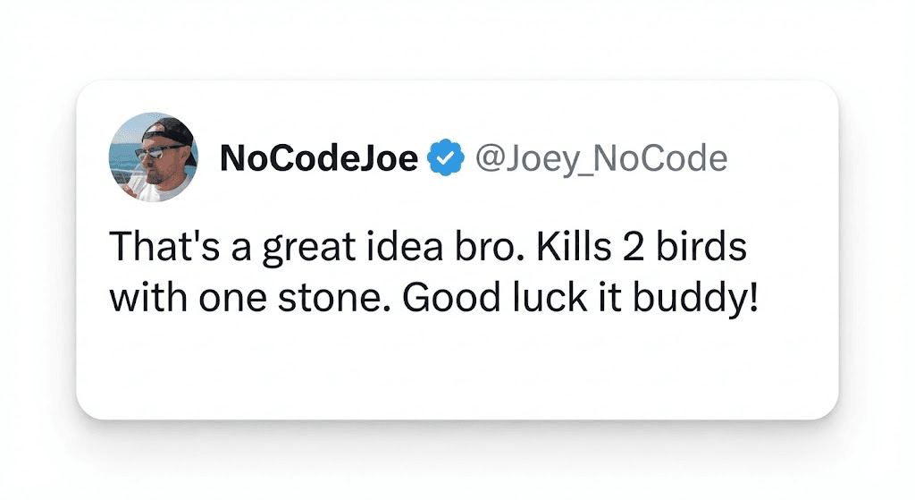 NoCodeJoe testimonial